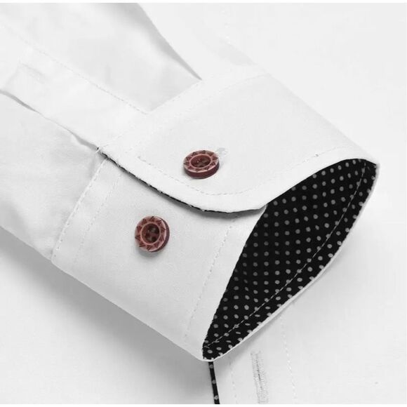 TINKWELL Shirt Men’s Long Sleeve Casual Button Up Slim Fit XL White Black NWT - Picture 5 of 10